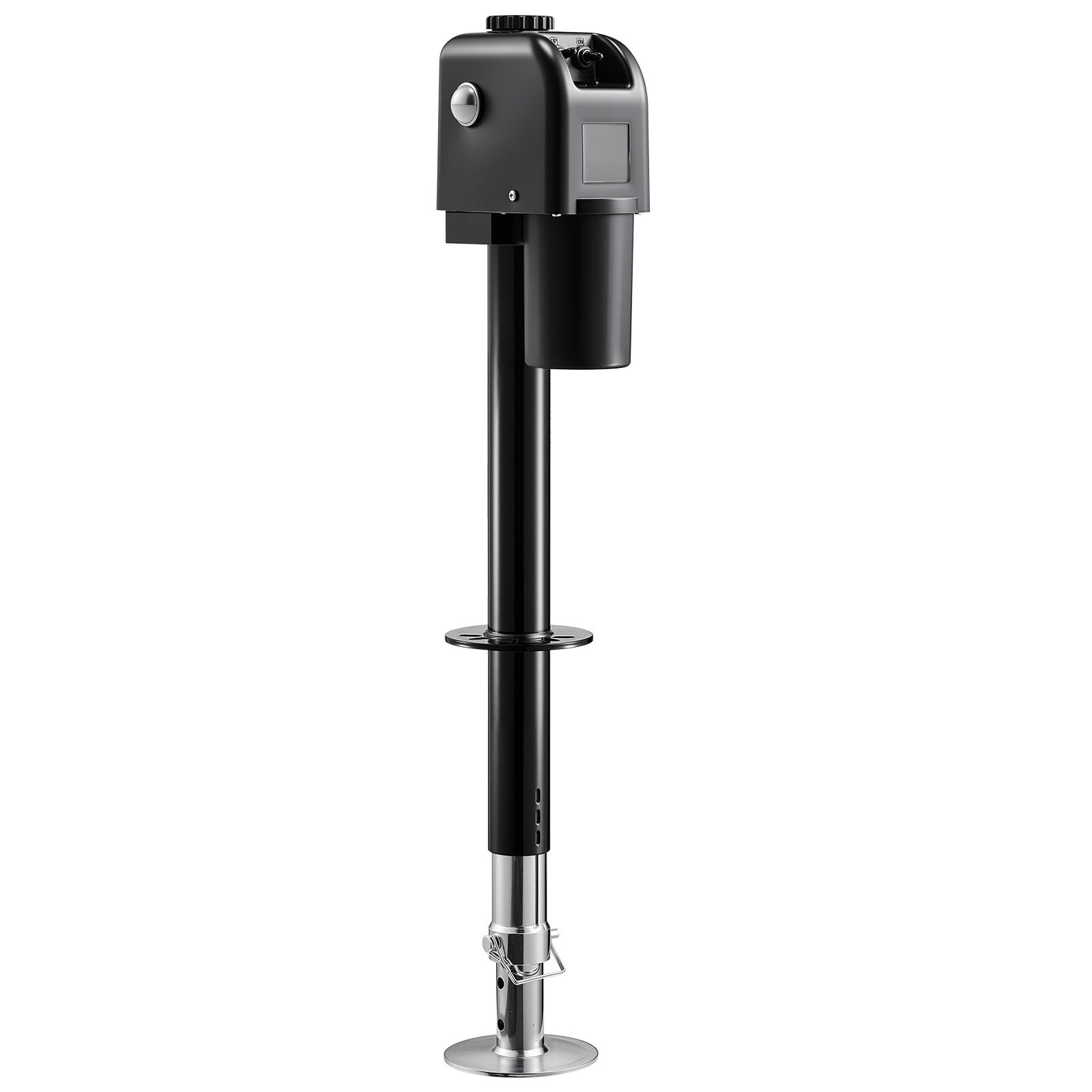 Electric Trailer Jack, 7500 Lbs Capacity, Electric Power Tongue Jack With Waterproof Protective Cover & LED Light For Travel Trailer, Camper, RV, 9.84-27.84 In Lift, 12V DC With Wiring, Black