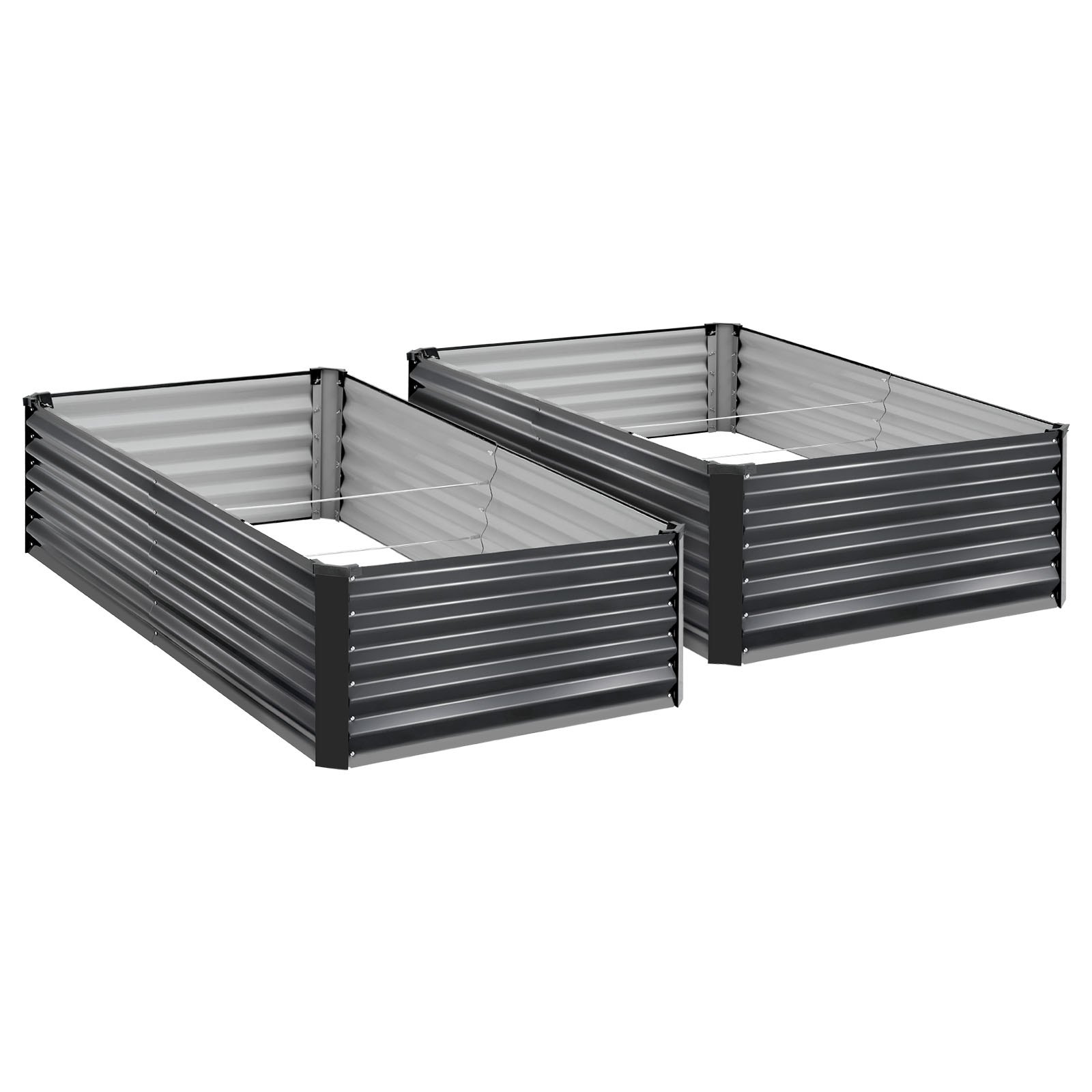 2 Pack Galvanized Raised Garden Beds, 6.67 X 3.35 X 1.51 Ft, Rectangular Metal Planter Boxes Kit Outdoor, Elevated Planting Box With Gloves, Alu-Zinc, For Growing Flowers Vegetables, Dark Gray