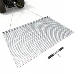 Drag Harrow, 5 X 3 Ft, High-Efficiency Chain Harrow Rake, ATVs UTVs Tractors Attachments, Durable Galvanized Steel Mesh Drag Mat With Towing Chain, For Gravel Driveway Ruts Farm Field Leveling