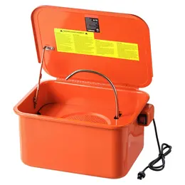 Parts Washer 5-Gallon, 3.5 Gallon Solvent Capacity, 0.4 Gallon Per Minute Max Pump Output, Portable Steel Automotive Parts Cleaner With Electric Pump For Wheel Bearings, Gears, And Carburetors