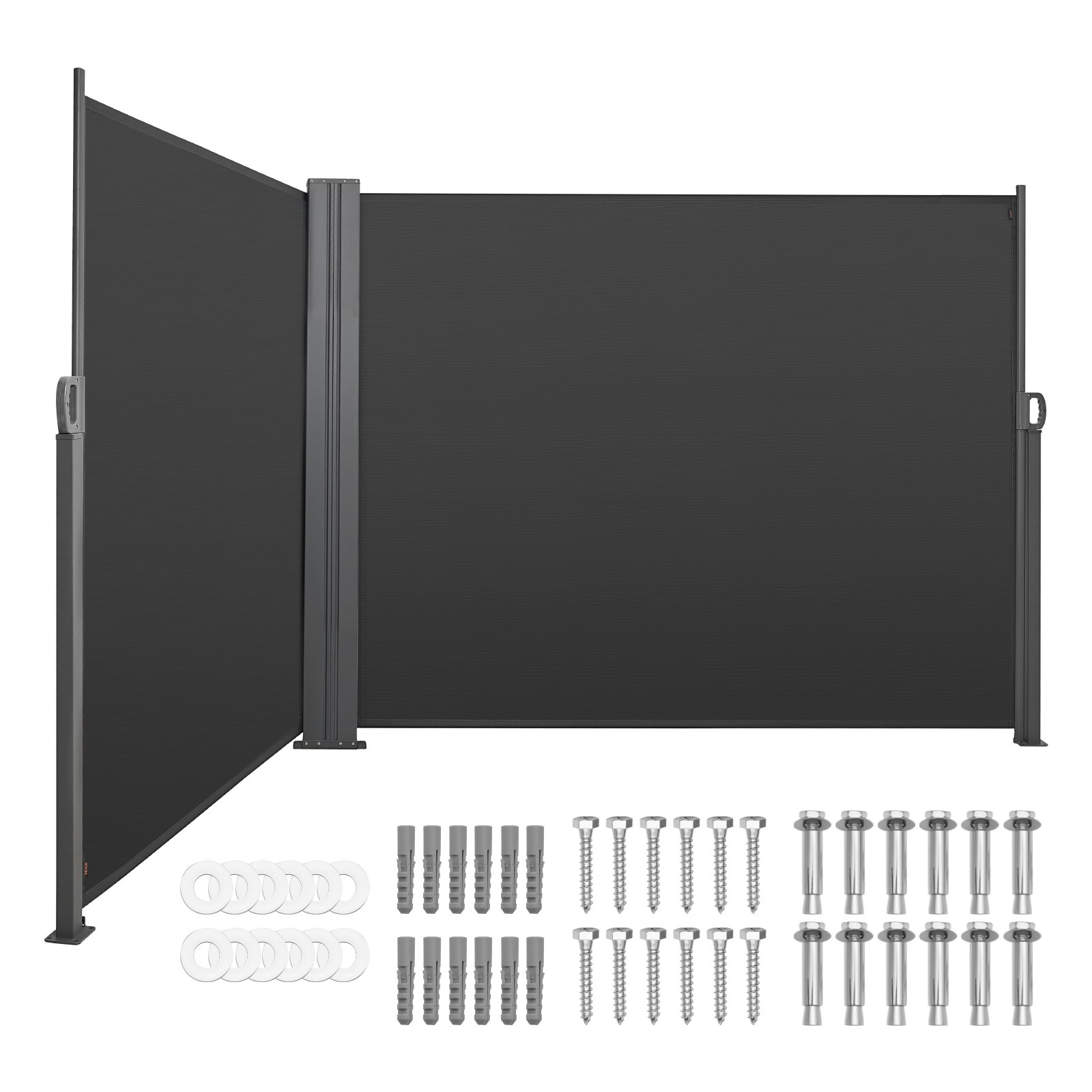Retractable Side Awning, 71 X 236 Patio Retractable Side Screen With 180 G M Polyester Fabric, Waterproof Sunshade Outdoor Privacy Screen Room Divider For Garden, Balcony, Pools, Deck, Gray