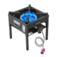 Single Burner Outdoor Propane Stove, 200,000 BTU, Carbon Steel, 20 PSI Regulator
