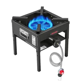 Single Burner Outdoor Propane Stove, 200,000 BTU, Carbon Steel, 20 PSI Regulator