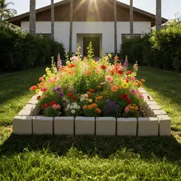 Faux Stone Landscape Edging, 15.5 Ft Kit, No Dig Garden Edging Border, Blocks For Lawn, Flower Beds, Yard, 4 Pack Each Section Has 6 Bricks 46.85L X 3.94W X 6.1H, 12 Spikes & 4 Corners, Beige