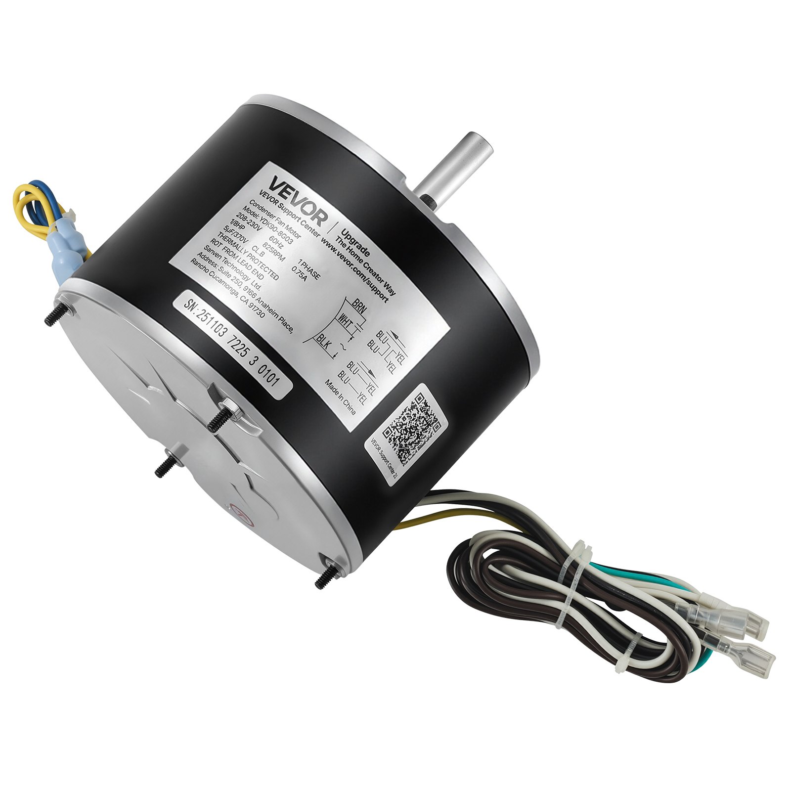 Condenser Fan Motor With Capacitor, 1 8HP 825RPM 208-230V, Replacement For GE Genteq Carrier Bryant Payne 5KCP39KFUA99S D159176P01 X70370245010 X70370245-01 5KCP39GGV570S