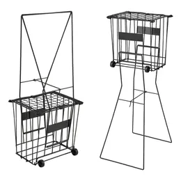 Tennis Ball Hopper, Holds 75 Tennis Balls, Pickleball Basket Cart With Wheels For Easy Pick Up, Portable Pickleball Caddy With Heavy-Duty Construction, Handle, For Training Carrying Storage
