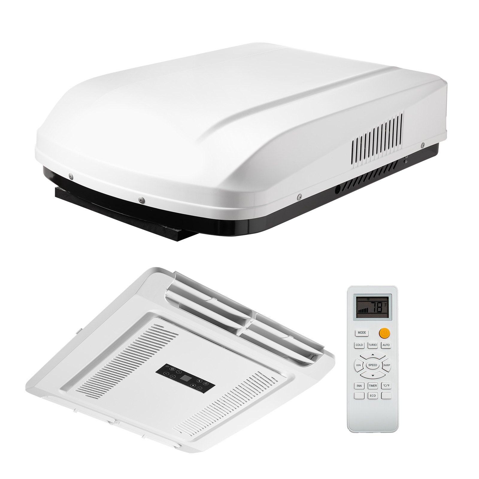 RV Air Conditioner, 15000 BTU RV AC Unit, 120V Non-Ducted Rooftop Air Conditioner With Heat Pump And Cooling, Variable Speed Easy Install Quiet AC With ADB Button Control & Remote Control, White