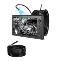 Triple Lens Endoscope With Dual-Cable Setup, Industrial Borescope With Light, 7 HD IPS Spilt-Screen, 8  2 LEDs, 8X Zoom, IP67 Waterproof Snake Camera For Auto, Plumbing 16.4FT  9.8FT Cables