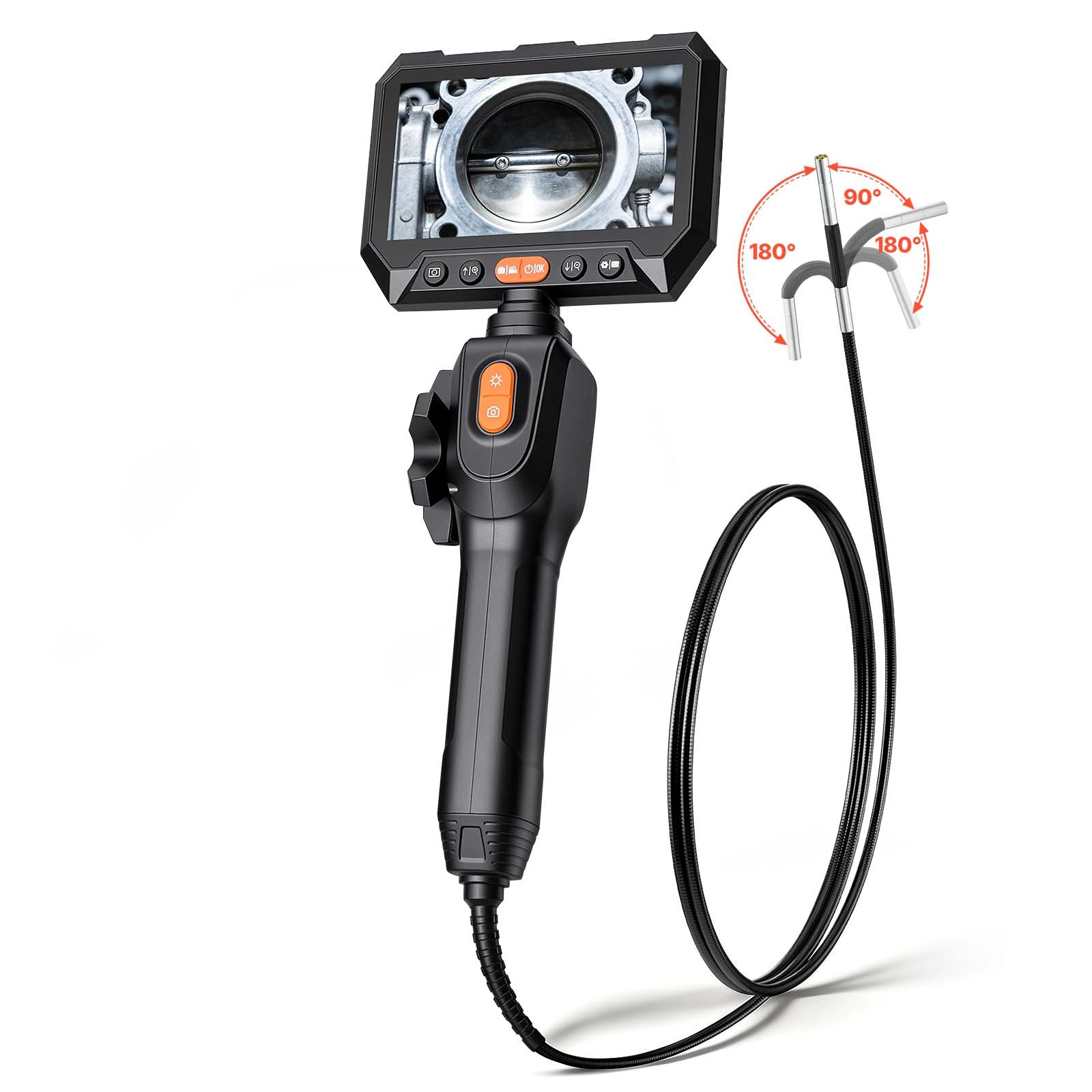 Articulating Borescope With 0.15 Ultra Slim Lens, Two-Way Articulated Endoscope With Light, 5 HD IPS Screen, 8X Zoom, 5000mAh Inspection Camera For Auto, Tight Mechanical Spaces 4.9FT Cable
