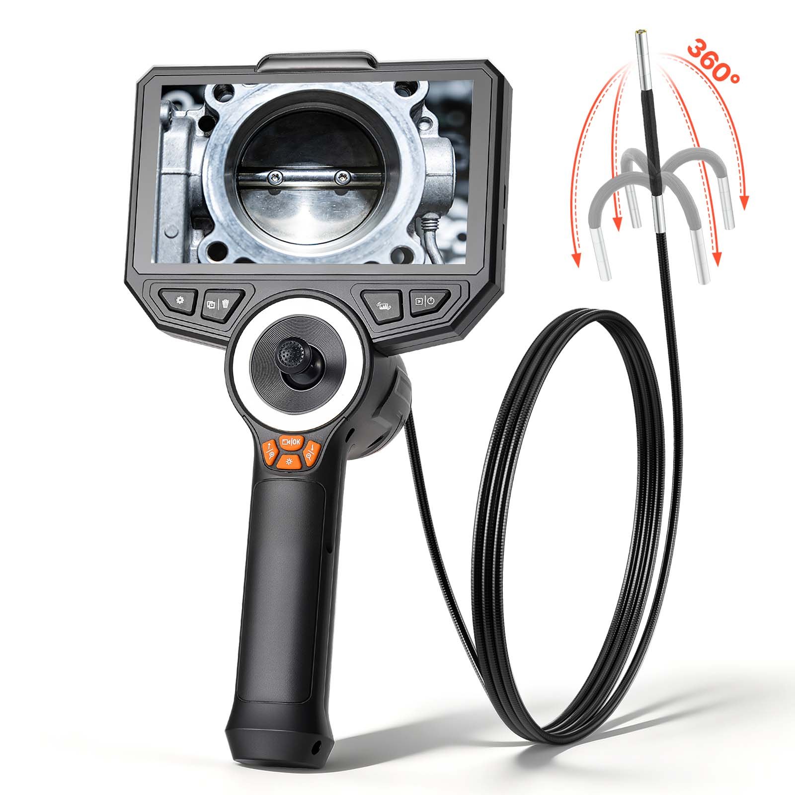 Articulating Borescope With 0.15 Ultra Slim Lens, 4-Way 360 Articulated Endoscope Camera With Light, 6 HD IPS Screen, 8X Zoom, 7000mAh Inspection Camera For Auto & Tight Mechanical Spaces