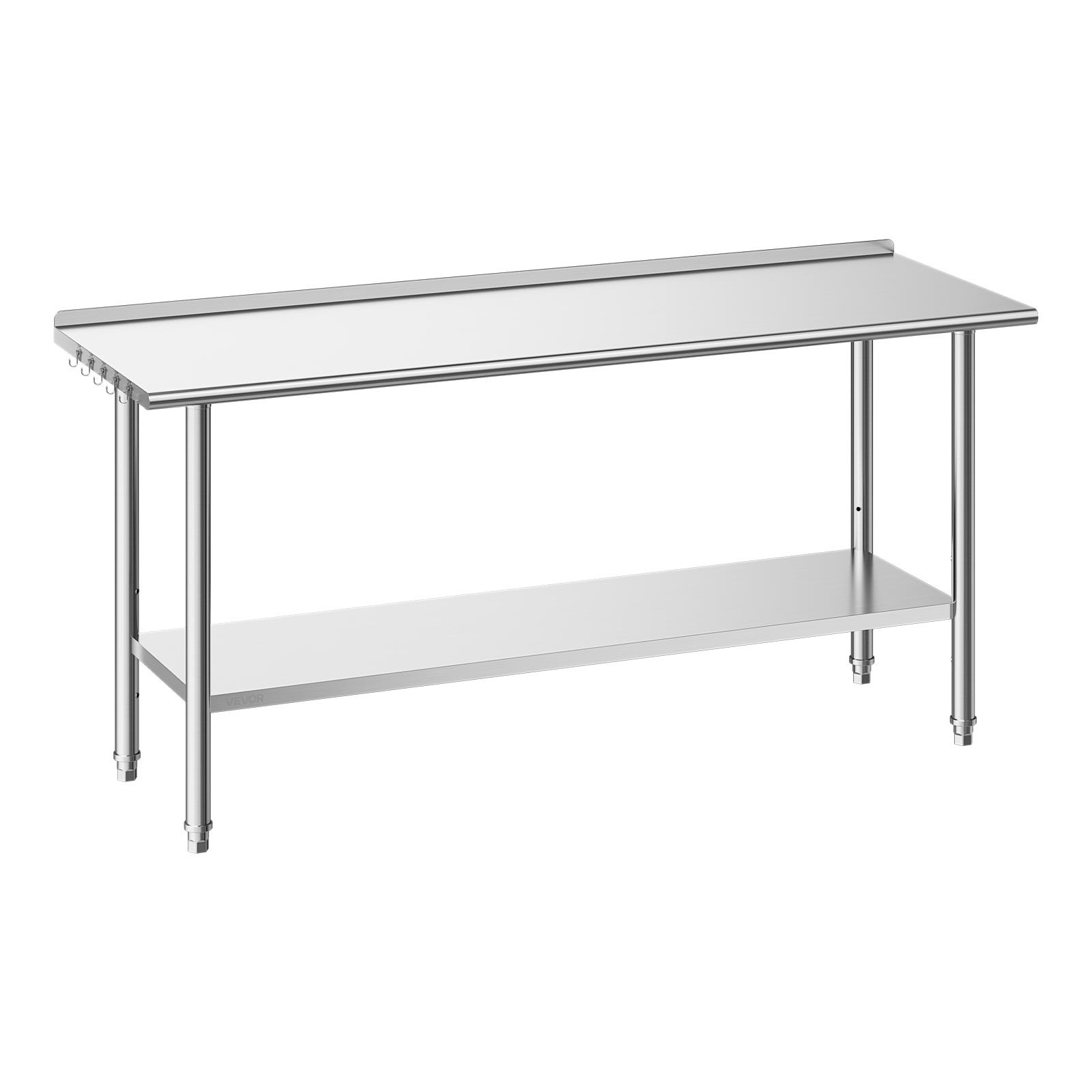 Stainless Steel Work Table, 24x72 Inch Food Prep Table With Backsplash, Commercial Kitchen Workstation With Adjustable Undershelf, Metal Heavy Duty Utility Worktable, For Restaurant Home Outdoor