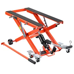 Hydraulic Motorcycle Lift Jack, 1100 Lbs Capacity, Scissor Lift Jack Portable Motorcycle Hoist Stand With 6 Wheels, 4.72-15.15 Height Range, Hydraulic Foot-Operated Hoist Stand For Dirt Bikes