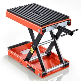 Motorcycle Lift, 1500 Lbs Motorcycle Scissor Lift Jack With Wide Deck & Lock Pin, 4.13-13.77 Center Hoist Crank Stand, Steel Scissor Jack For Street Bikes, Cruiser Bikes, Touring Motorcycles