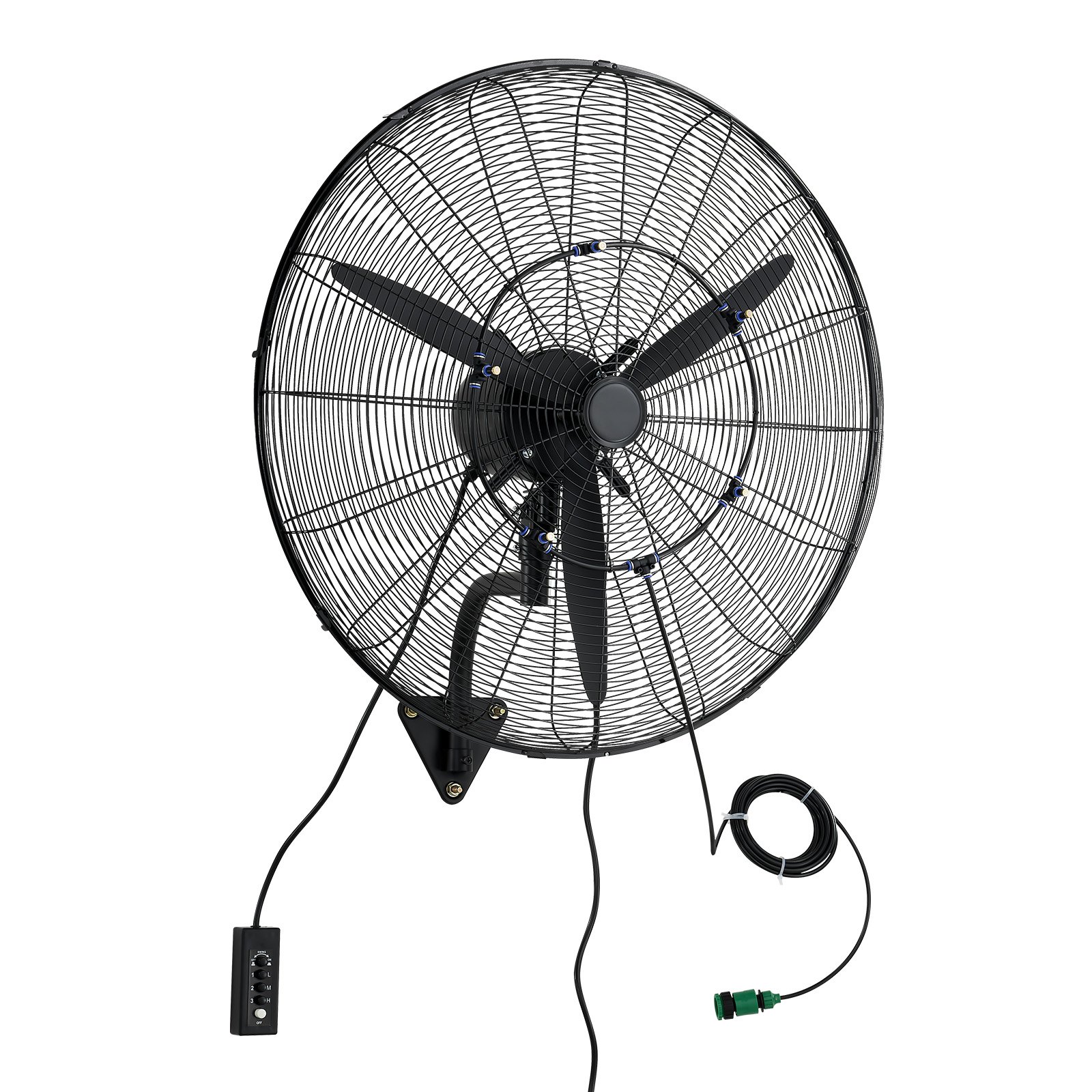 Wall Mount Fan, 30 In Wall Mounted Hanging Fan With Oscillating & Mist, IP44-rated, 3-Speed, Powerful Air Reach, Mechanical Control, Long Airflow For Industry, Commercial, Garage, Workshop, Gym