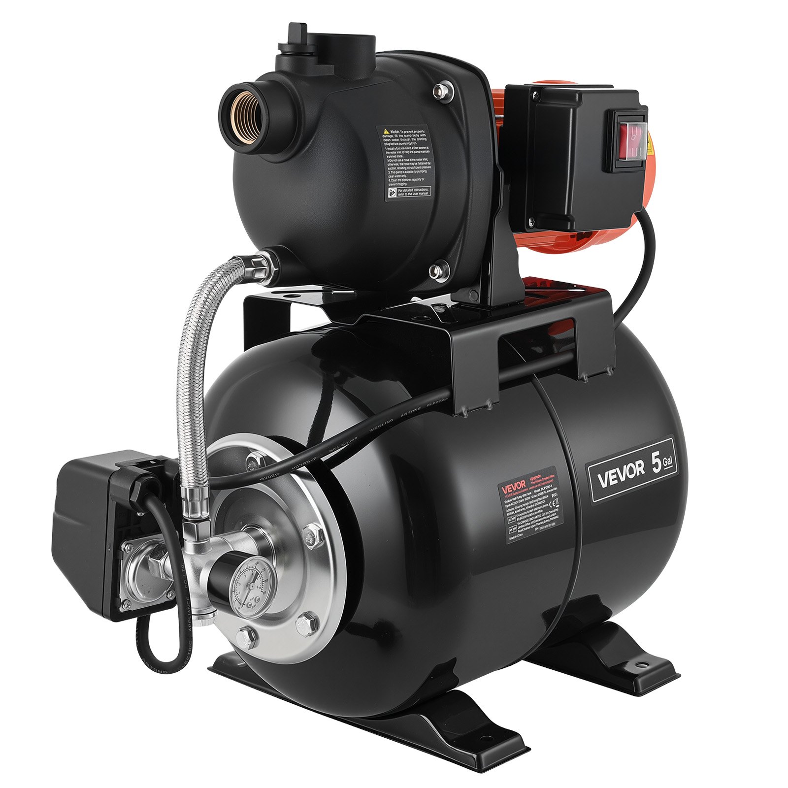 Main product image of 1.1 HP Plastic Shallow Well Jet Pump, 120V, 1320 GPH, 5-Gal Pressure Tank, 20-40 PSI