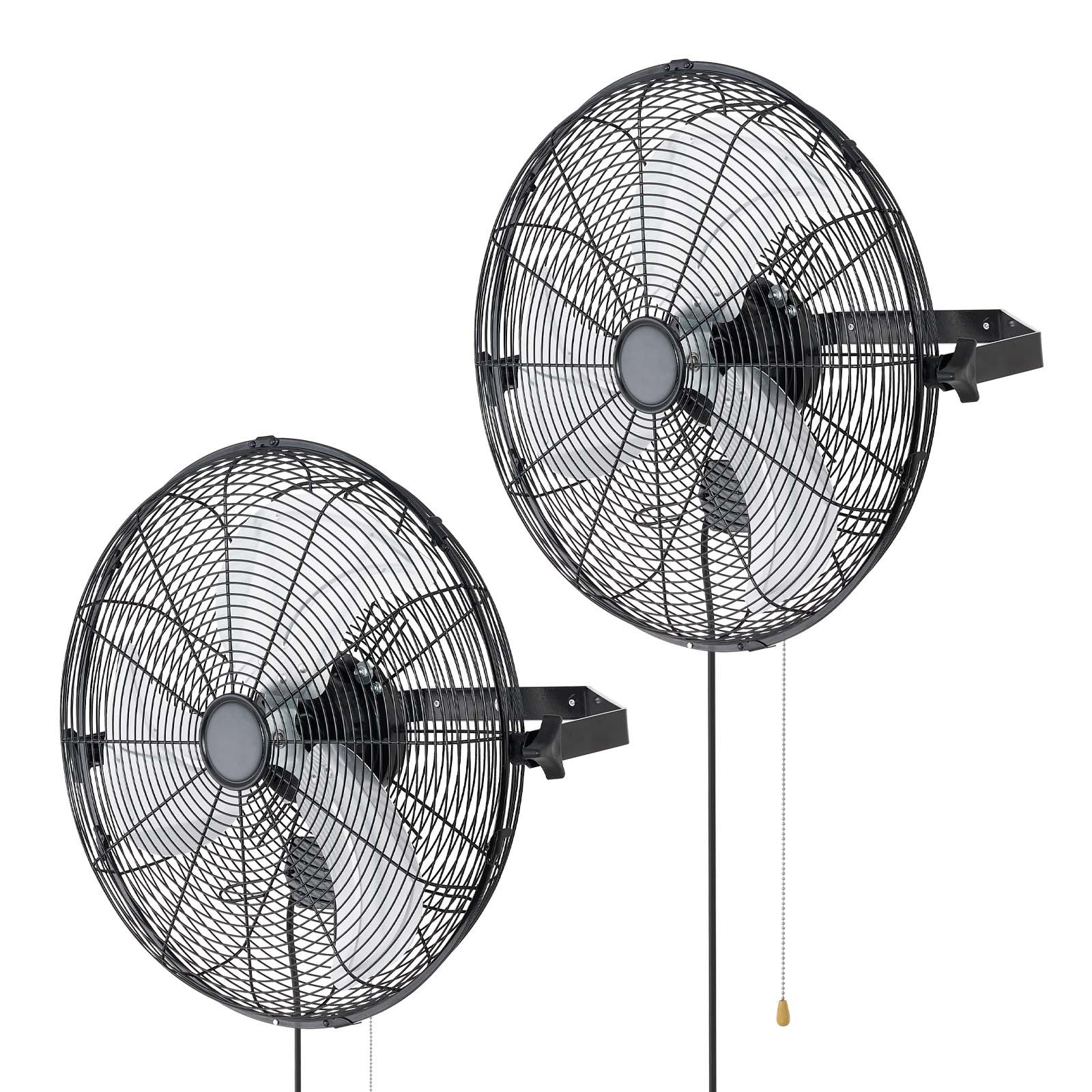 Main product image of 18 In Wall Mount Fan, 3-Speed, Adjustable Angle, Mechanical Control, 2 Pack