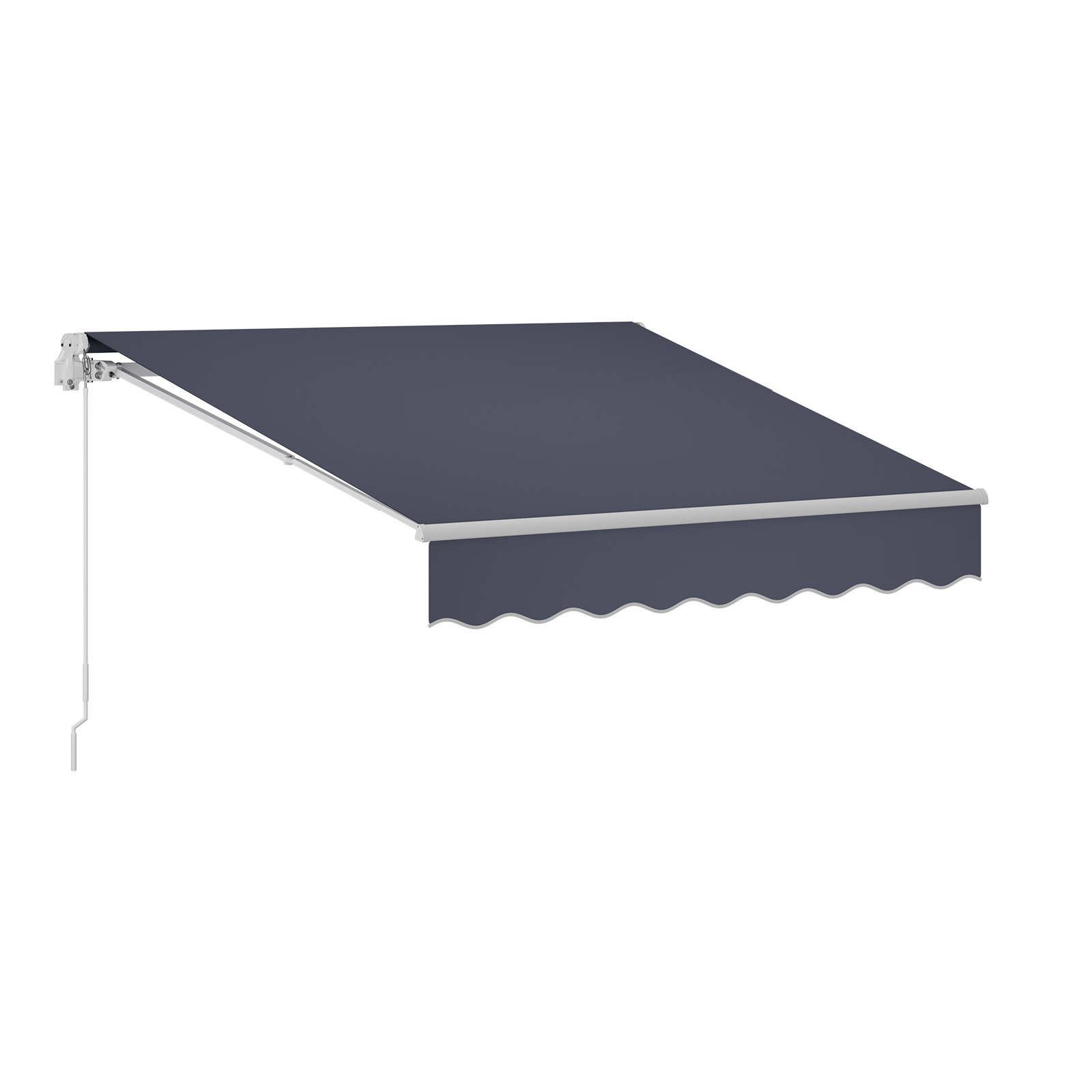Manual Retractable Awning, 8.2' X 6.6' Outdoor Patio Awning Retractable Sun Shade, Patio Door Window Water-Resistant Polyester Sunshade Shelter With Crank Handle For Deck, Balcony, Yard, Gray