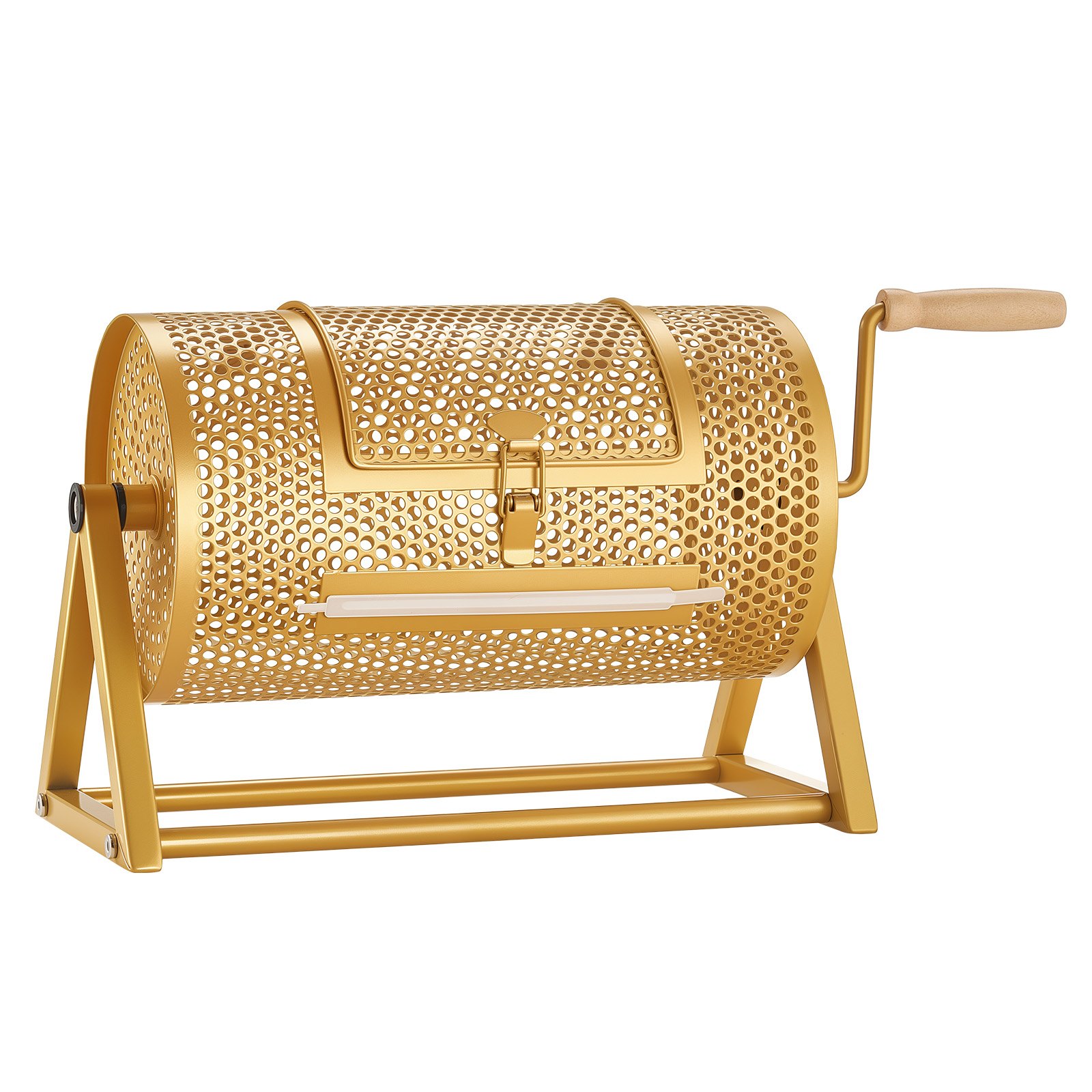 Raffle Ticket Spinner, 11.6" X 6.6" Holds 2500 Tickets Or 100 Ping Pong Balls, Raffle Drum Lottery Spinning Cage With Reinforced Handle, Stable Triangular Stand, For Events And Gatherings, Gold