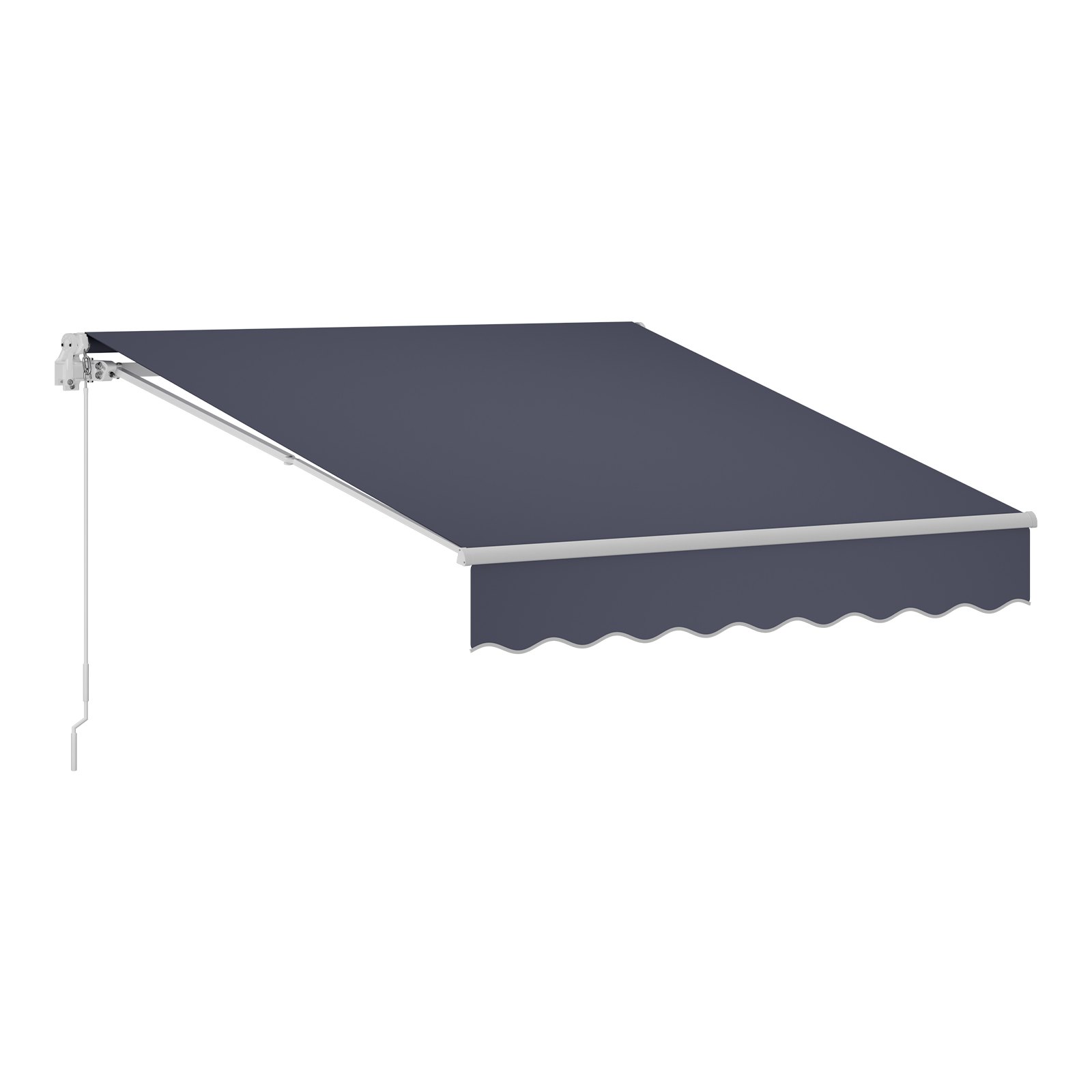 Manual Retractable Awning, 9.8' X 8.2' Outdoor Patio Awning Retractable Sun Shade, Patio Door Window Water-Resistant Polyester Sunshade Shelter With Crank Handle For Deck, Balcony, Yard, Gray