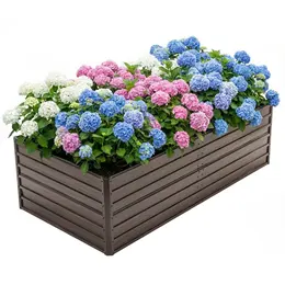Woodgrain Aesthetic & Metal Strength  8x4x2FT Galvanized Raised Garden Bed Kit - Large Outdoor Planter Box For Veggies, Fruits, Herbs