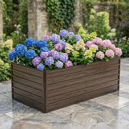 74.6in X35.4inx25in Raised Garden Bed Kit, Metal Elevated Planter Box, Open Drainage Base, 4 Reinforcing Rods, Rustproof Steel With Safety Edging -Easy Assembly For Vegetables, Flowers, Herbs