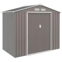 7' x 4' Outdoor Storage Shed, Metal, Double Lockable Door, Gray