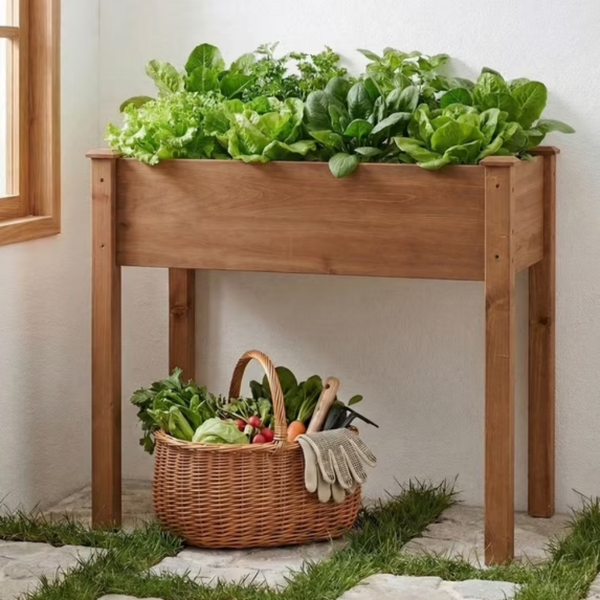 Bed - Cedar Planter With Non-Woven Liner, Bottom Drainage, 30-Inch Height, 48 X 24 X 30 In Sizes For Outdoor Plants Brown  Shipment From Walmart