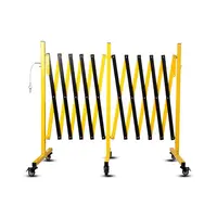 Metal Expandable Barricade, 17FT Traffic Barricade With Casters, Retractable Security Gate, Portable Driveway Gate Outdoor Barricade Fence For Construction Area, Traffic Control, Garage 17FT