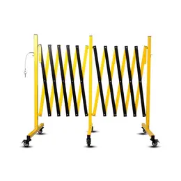 Metal Expandable Barricade, 17FT Traffic Barricade With Casters, Retractable Security Gate, Portable Driveway Gate Outdoor Barricade Fence For Construction Area, Traffic Control, Garage 17FT