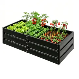 Outdoor Metal Raised Garden Bed With 6 Support Poles,Large Deep Root Box Planter For Vegetables Flowers Herbs,207 Gallon, 6.3x3.1x1.5ft