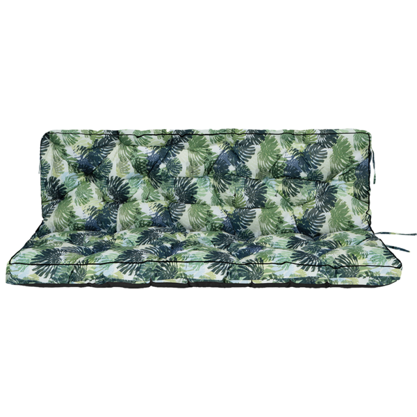 Outdoor Swing Cushions 55 Inch,Waterproof 4in  Thick Porch Swing Cushion Replacement With Backrest And Ties,Comfortable 2-3 Seat Pation Swing Pad For Backyard,Garden,Lawn,Outdoor Furniture Palm