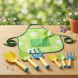 3-Piece Garden Tool Set In Yellow With Floral Apron - Practical Garden Accessories