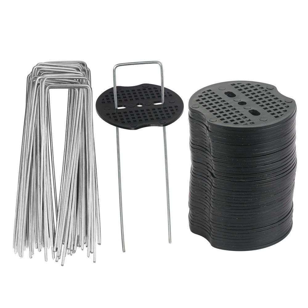 Set Of 40 Ground Anchors With Buffer Washers – 20 Cm Ground Stakes Made Of Galvanized Steel | Rust-resistant & Durable | Garden Stakes For Weed Barrier Fabric, Artificial Turf, Tents, And Trampolines