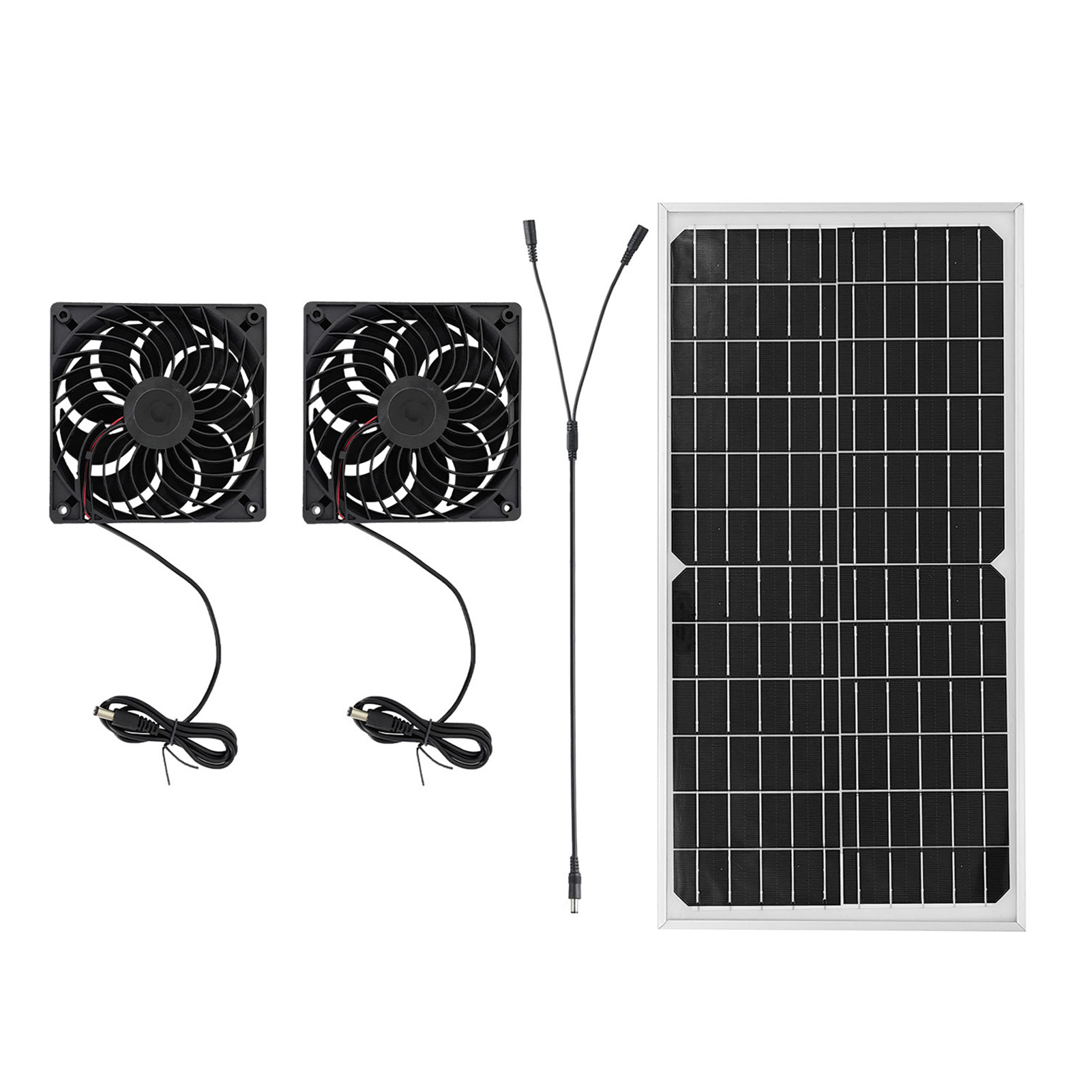 Solar Exhaust Fan Kit With 16W Solar Panel 2 High Speed Brushless DC Fan Solar Powered Vent Fan For Greenhouse Chicken Coop Attic Barn Shed