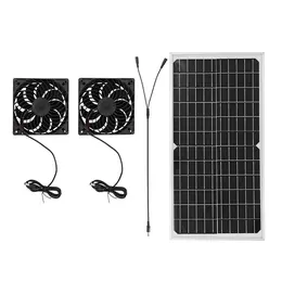 Solar Exhaust Fan Kit With 16W Solar Panel 2 High Speed Brushless DC Fan Solar Powered Vent Fan For Greenhouse Chicken Coop Attic Barn Shed