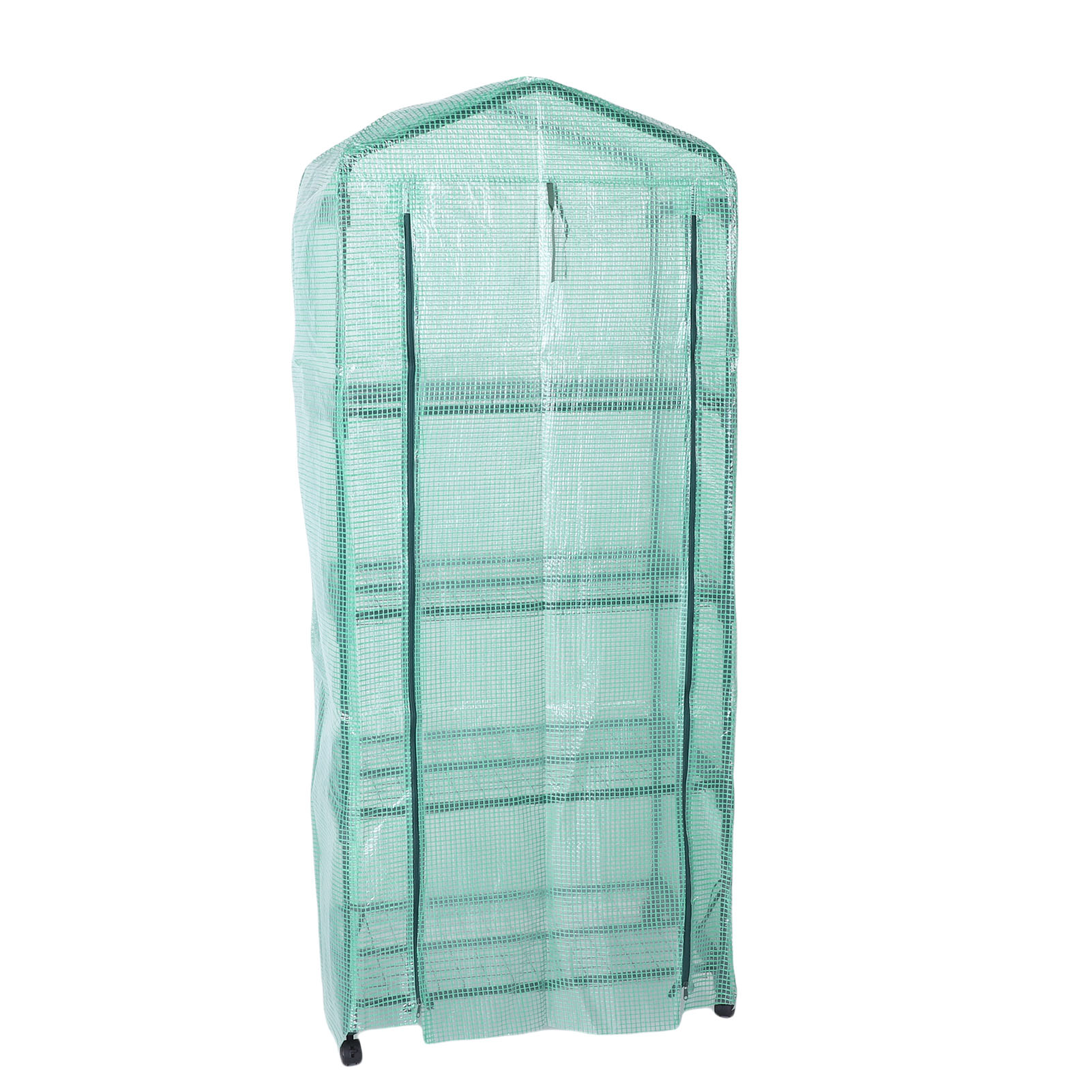 Greenhouse With PE Cover 360° Rotating Wheels Zippered Door Frost Proof 4 Tier Small Plants Green House For Indoor Outdoor Green