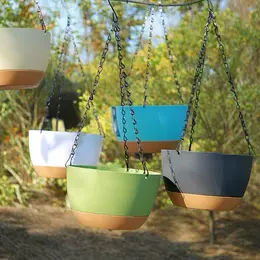 Thickened Resin Hanging Planter Basket Creative Vertical Pot For Pothos Succulents Durable Plastic Balcony Garden Decor