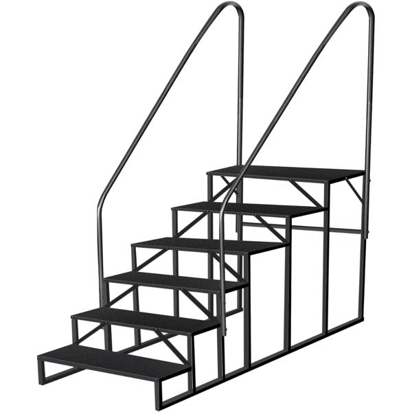 6 Step Ladder With Handrail, Swimming Pool Ladder Above Ground, 660 Lb Load Capacity RV Steps With Anti-Slip Panel, Mobile Home Stairs For Reaching And Getting High