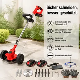21V Electric Cordless Grass Trimmer Strimmer Garden Edger Cutter With 2 Battery