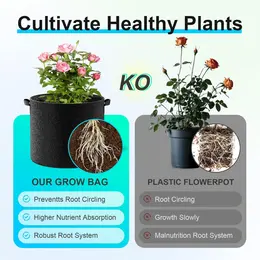 4 Pack Fabric Grow Bags 10 Gallon Thickened Nonwoven Garden Pots Growing Bags With Handles Black
