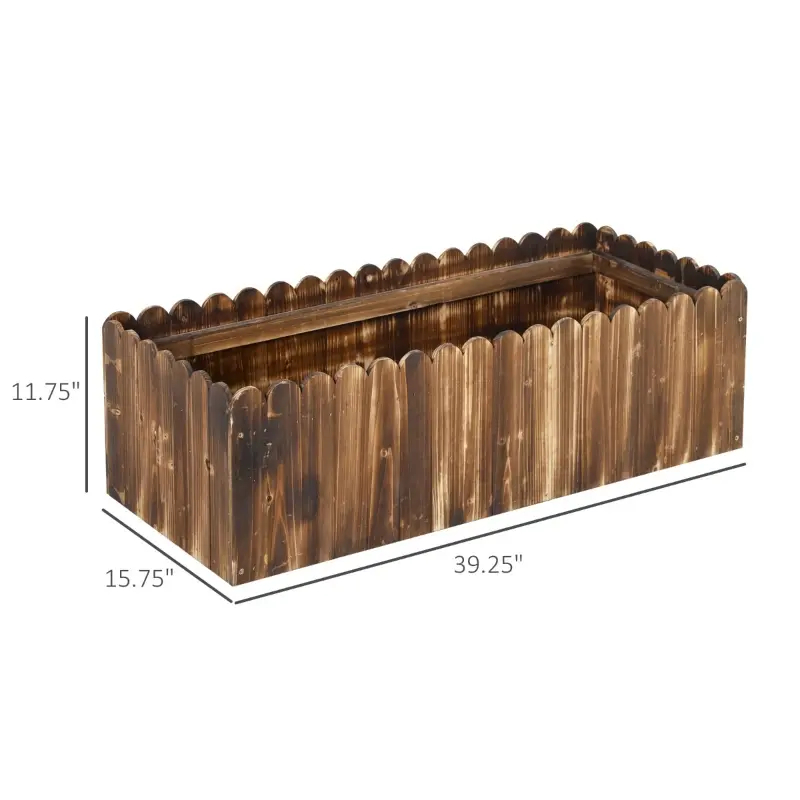 Raised Planter Box Garden Scalloped Edge Wooden