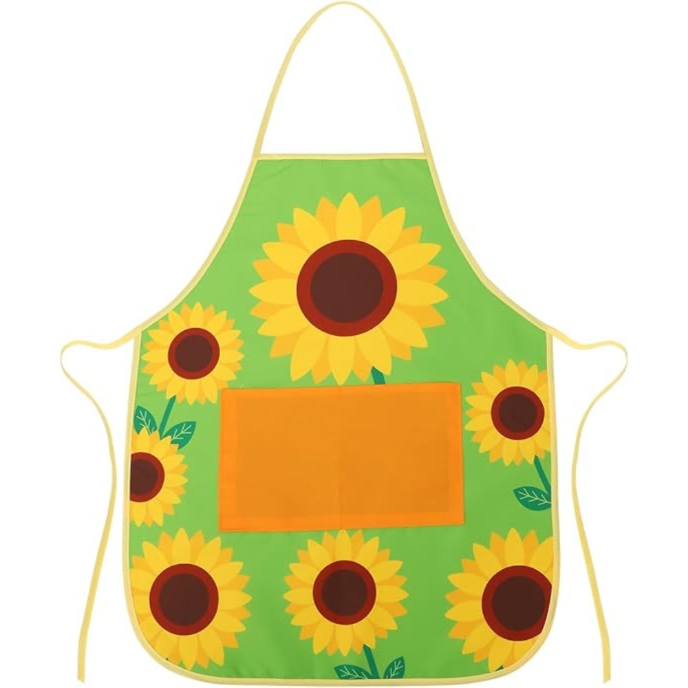 Green Sunflower Apron, Garden Apron, Women's Apron With Pocket, Barbecue Apron, Men's Apron, Green Kitchen Apron, Garden, Farm, Kitchen, Barbecue, Cooking Apron