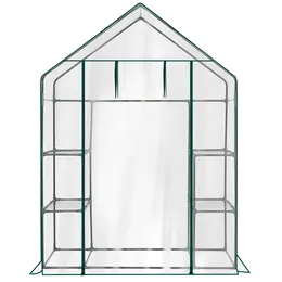 Mini Walk-in Greenhouse With PVC Cover, 4-Shelf Indoor Outdoor Plant Gardening Green House For Garden Backyard, 56inch X 29inch X 77inch, Transparent