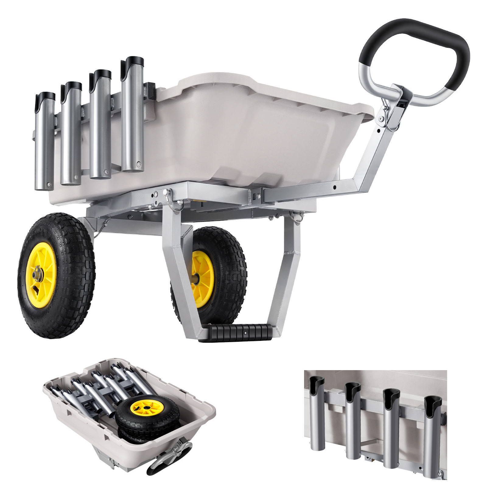 Main product image of Aluminum Fishing Cart, 200 Lb Capacity, Poly Bed, 13-Inch Tires