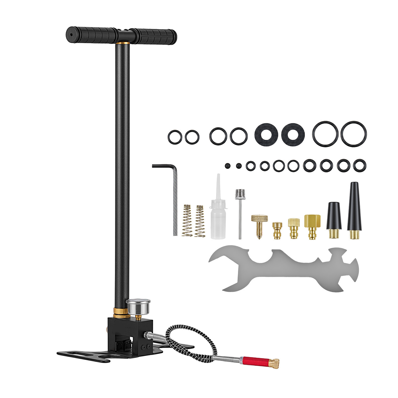 Main product image of PCP Hand Pump, 3-Stage, 6000 PSI (41.37 MPa), Stainless Steel, Filter, Gauge