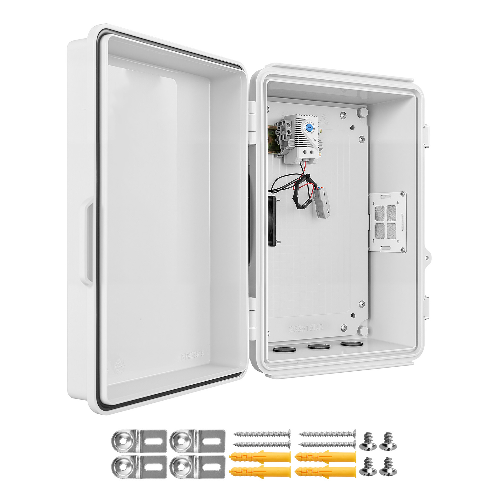Main product image of ABS Electrical Enclosure, IP65, 14.2x10.8x5.9 In, with Thermostat and Fan