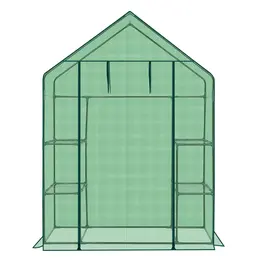 Product image of Mini Walk-in Greenhouse with PE Cover, 4-Shelf, 56x29x77 inch, Green