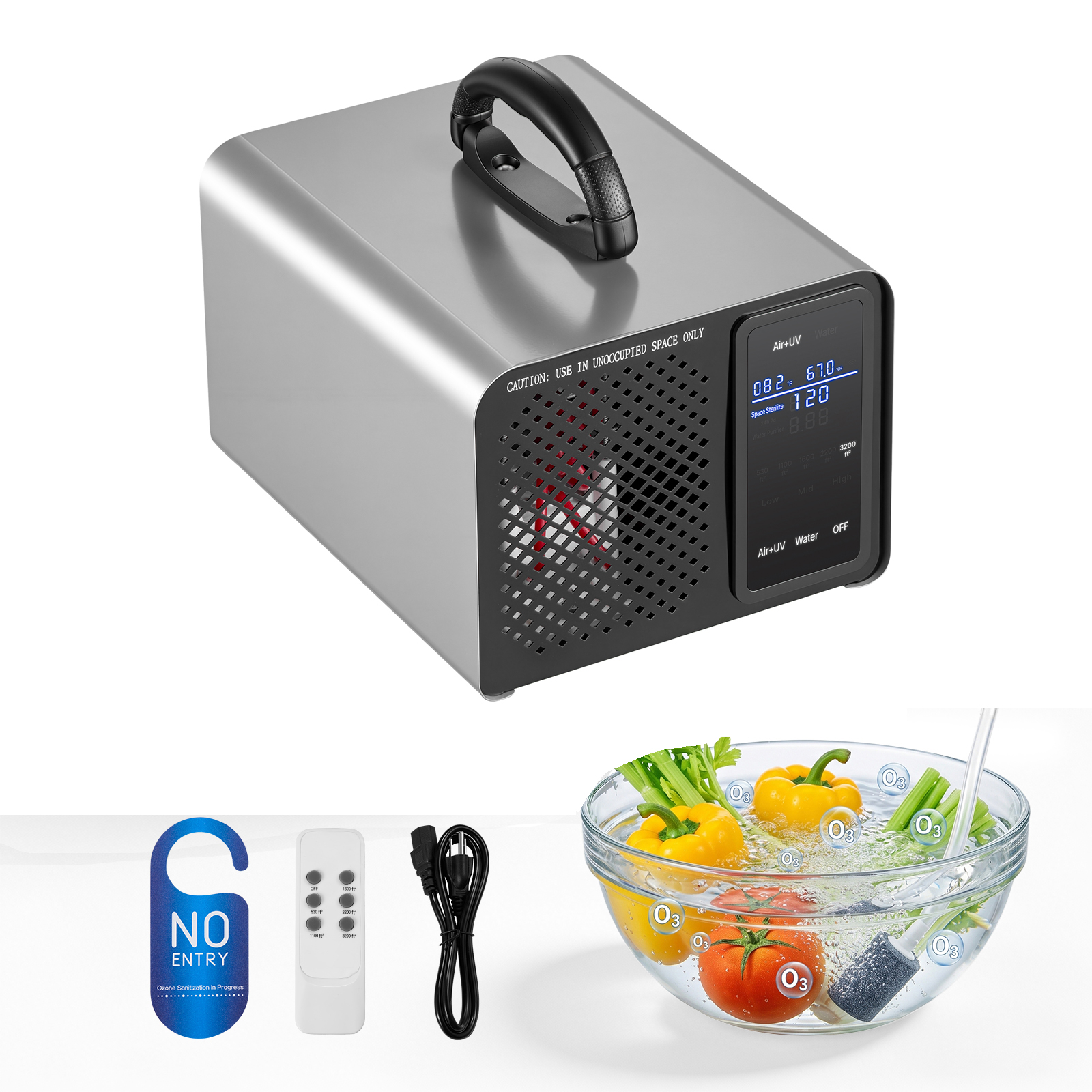 Main product image of 36000mg/h Ozone Generator with LCD Touchscreen, Timer, 15s Delay, 3200 sq.ft