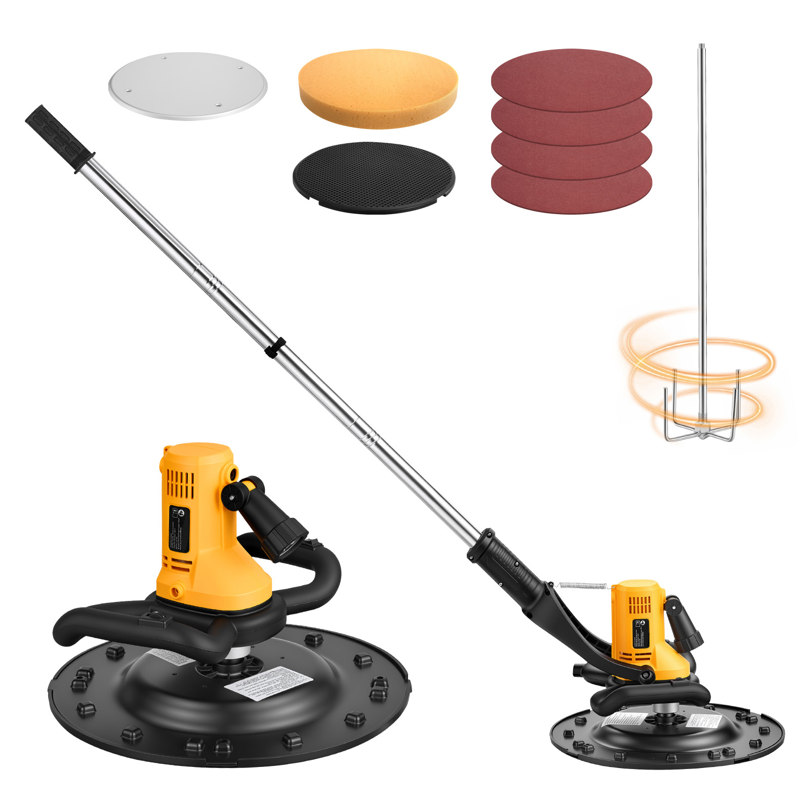 Main product image of 800W Corded Electric Power Trowel, 6-Speed, 120-200 RPM, Discs, Extension Handle