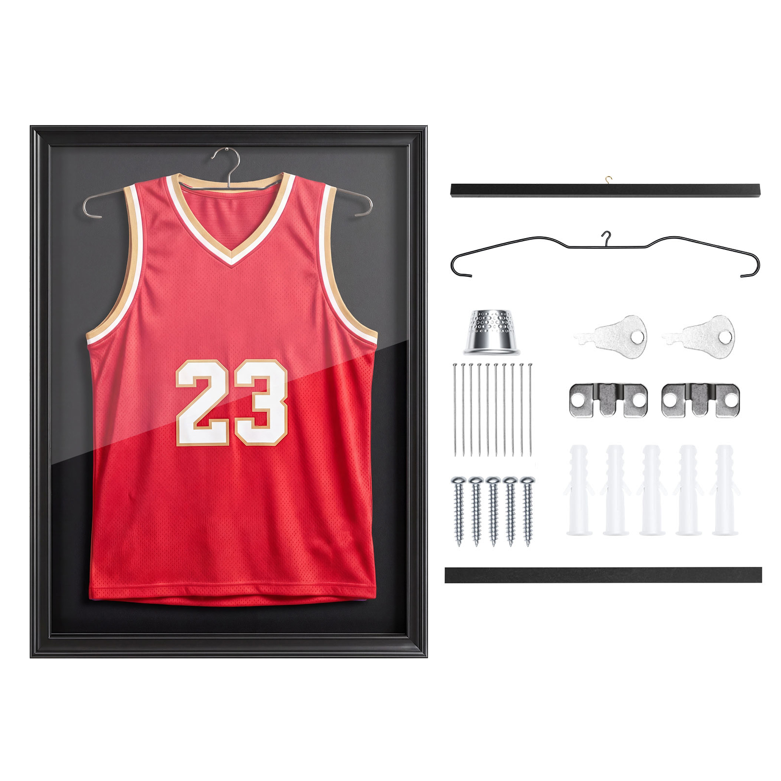 Main product image of Jersey Frame Display Case, 35.4 x 27.6 x 1.5 in, Lockable Wood, UV Protection Panel